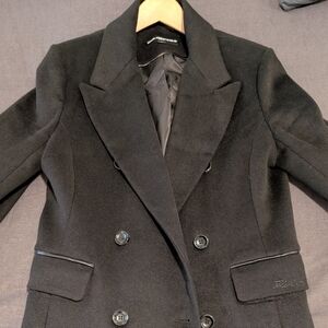 Karl Lagerfeld Black Double-Breasted Pea Coat